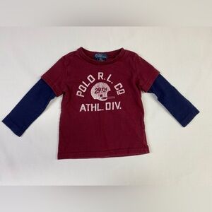 Polo by Ralph Lauren Boys' Maroon & Navy Layered Long-Sleeve Tee Size 18 Months